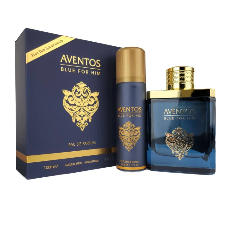 Fragrance World Aventos Blue For Him woda perfumowana 100ML + Deo Spray + 2 próbki